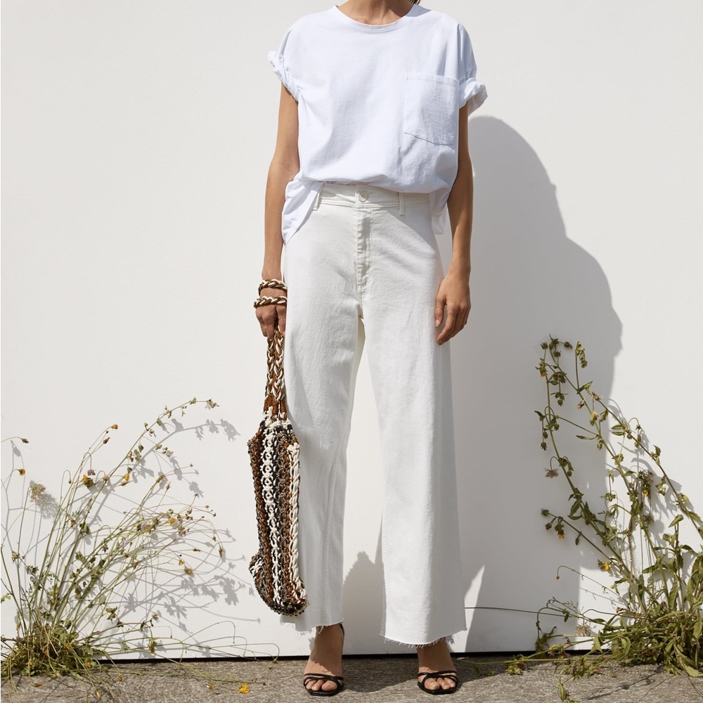 Zara The Marine Straight Jeans in Off White Size 10